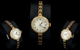 Ladies 1920's Mechanical 9ct Gold Cased Bracelet Wrist Watch. Fully Hallmarked - 375, 9ct.