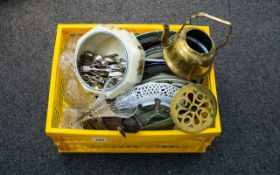 A Box of Assorted Pottery and Glass including various cabinet plates including Aynsley,