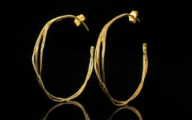 Alex Monroe Silver And Gold Plated Handmade Twist Branch Earrings Open hoops for pierced ears in