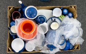 Denby Harlequin Mixed Lot Of Ceramics Comprising cups, saucers, water jug, tea and coffee pot,