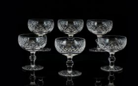 Waterford Crystal Superb Quality Set of Six Sundae Glasses ' Lismore ' Pattern. c.1970's, Made In