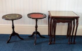 A Nest of Tables of rectangular form with carved Queen Anne Legs and apron detail,
