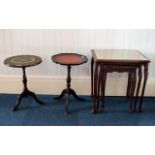 A Nest of Tables of rectangular form with carved Queen Anne Legs and apron detail,