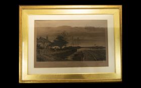 A Large Framed Etching 'At Evening Time It Shall Be Light' By Alfred-Louis Brunet-Debaines After A