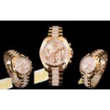 Michael Kors Bradshaw ML 6066 - Unisex Rose Gold Stainless Steel Chronograph Wrist Watch with Blush