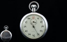 Sprint Chrome Cased Stop Watch. c.1930's. Features White Porcelain Dial, Secondary Dial. Working