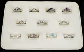 An Excellent Collection of brand new CZ Stone Set Silver Dress Rings various designs and sized,