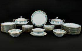 A Noritake Bluetide Dinner Service Comprising Twelve 10.5 inch dinner plates, eight 8.5 inch