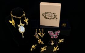 Kirks Folly - USA Collection of Gold Plated Fairy Pendants, Some Stone Set.