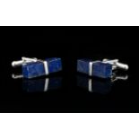 Pair of Silver Coloured Lapis Lazuli Cuff Links.