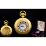 18ct Gold - Superb Quality Ladies Demi - Hunter Keyless Pocket Watch In Pristine Condition.