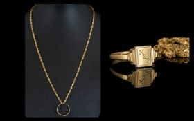 A 9ct Gold Triple Rope Twist Necklace And 9ct Gold Signet Ring.