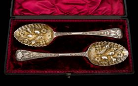 A Cased Pair of Berry Spoons.