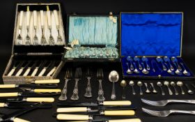 Quantity of Boxed Silver-Plated Flatware and Various Spoons, Forks and Cutlery Items.