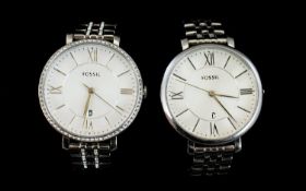Fossil - Trendy Ladies Jacqueline Steel Watch. ES3545. Features Date Function, Dial Colour White,