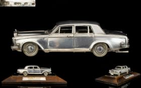 A Superb Quality Ltd Edition Sterling Silver 1-50 Scale Model with Moving Parts of a Rolls Royce