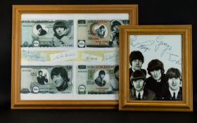 Beatles Interest Two Framed Prints. The First A Black And White Group Portrait. The Second Depicting