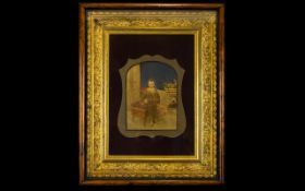 A Victorian Photographic Print In Ornate Box Frame Small hand tinted portrait of young male in