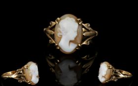 Ladies 9ct Gold Nice Quality Cameo Set Dress Ring, with Well Designed Shank and Claw Setting.