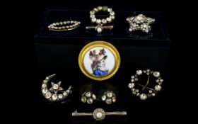 A Good Collection Of Antique Costume Jewellery Nine items in total to include circular portrait