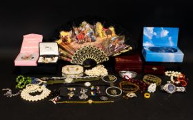 A Varied Collection Of Costume Jewellery Accessories And Watches To include various faux pearl