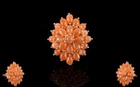 Peach Moonstone Cluster Ring,
