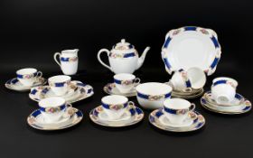 Tuscan China Tea Set comprising teapot, milk jug, sugar bowl, 12 cups,