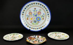 Gien Ceramics France A Collection Of Cabinet Plates. Four Items In Total To Include Extra Large Hand