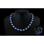 Tresor Paris Contemporary Crystal Set Necklace Comprising pewter tone beads amongst cobalt blue and