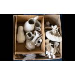 Box of Assorted White Pottery & Unpainted Ceramic Items including cherub figures, jugs,