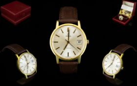 Omega - Gents Geneve Gold Plated / Steel Date-just Watch, with Attached Calf Leather Strap.