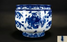 Royal Doulton ' Oyama ' Pattern - Blue and White Jardiniere. c.1900 - 1910. 10.5 Inches - 26.25 cm