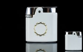 Ronson Varaflame Chrome and Enamel Lighter From The 1960's, with Original Ronson Case.