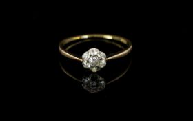 Antique Period 18ct Gold Diamond Set Cluster Ring, Flower head Design.