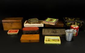 A Collection Of Tins And Cigar Boxes. Mixed Collection Of Tins And Cigar Boxes. Some Advertising.
