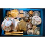 Box of Assorted Decorative Ceramics, Glassware & Household Items.