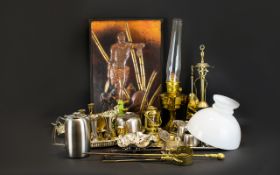 A Large Collection Of Mixed Metalware To include companion set,