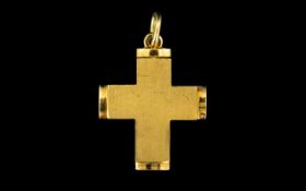 18ct Brushed Gold Cross. Marked 18ct.