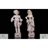German Fine Pair of Late 19th Century Tall and Impressive Bisque Figurines - Female and Male