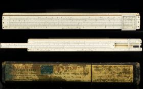 Antique - A. W. Faber ' Castell ' 360 Precision Bone Slide Rule with Case. Date 1903. Please See