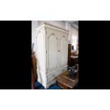 Large Shabby Chic Wardrobe finished in distressed cream paint effect. Comprising double door