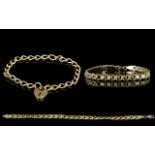 9ct Gold Fancy Link Bracelet with Solid Clasp. Full Hallmark 9ct. 8 Inches - 20 cm Long + a