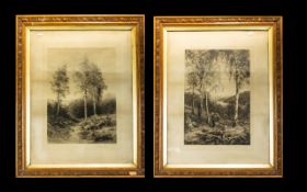 A Pair Of Late 19th/Early 20th Century Etchings 'Autumn' Etched By Frederick Albert Slocombe,