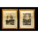 A Pair Of Late 19th/Early 20th Century Etchings 'Autumn' Etched By Frederick Albert Slocombe,