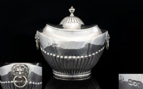 Victorian Period Superb Quality and Wonderful Shaped Twin Lion Mask Handle - Silver Tea Caddy,