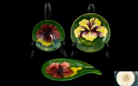 Moorcroft Collection of Tube lined Pin Dishes In Various Shapes and Sizes ( 3 ) Three In Total.