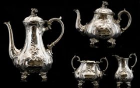 Walker and Hall Antique Period 4 Piece Silver Plated Very Grand Tea and Coffee Service.