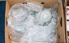 Box of Assorted Glassware including fruit bowls, drinking glasses, etc.