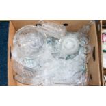 Box of Assorted Glassware including fruit bowls, drinking glasses, etc.