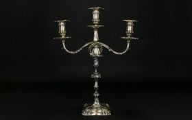 Edwardian Period Fine Quality Solid Silver 3 Branch Candelabra In a Classical Design of Solid